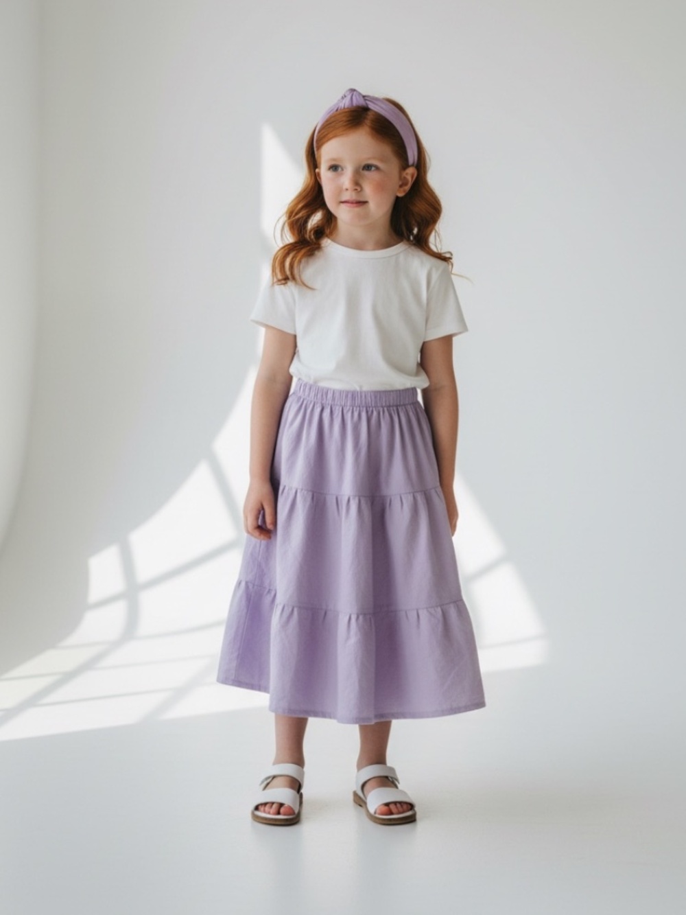 Skirt ORGANIC Girls 8 Midi Purple Ruffle Tier Cotton Colorful Mom and Pop's Kids
